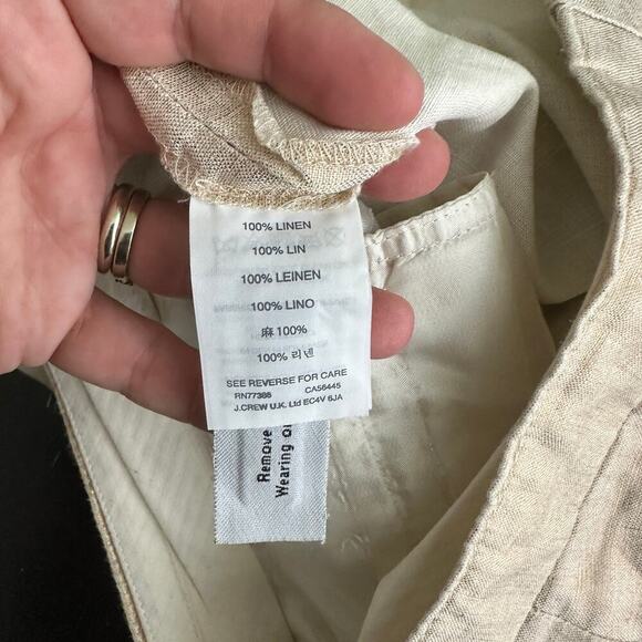 2/$30 J. Crew Linen Garden Pants High Rise Ivory Bronze Metallic 0 #8412 - Picture 6 of 7
